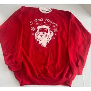 Christmas Red Sweatshirt “I Still Believe” unisex size L